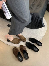 LBSFY  - Flock Women Slides Slippers 2024 New Arrivals Clip Toe Summer Outside Dress Shoes Low Heeled Black Khaki Brown Party Pumps 35-39